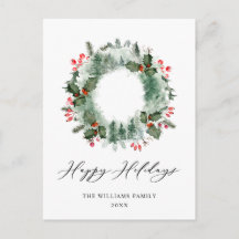 Festividad Holly Berry Pine Forest Wreath Navidade