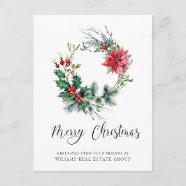 Postal Festividad Holly Wreath Navidades corporativos
