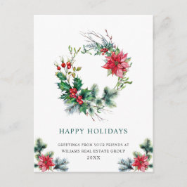 Postal Festividad Holly Wreath Navidades corporativos