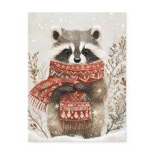 Festividad lindo Navidades de Racoon saludando