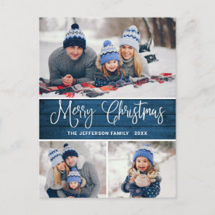 Postal Festividad minimalista de 3 Navidades de fotografí