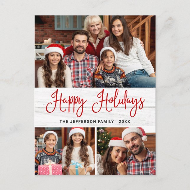 Postal Festividad minimalista de 3 Navidades de fotografí (Anverso)