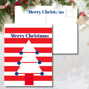 Postal Festividad moderna de árbol de Navidad con rayas r