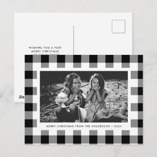 Postal Festividad Navidades de foto única con búfalo blan