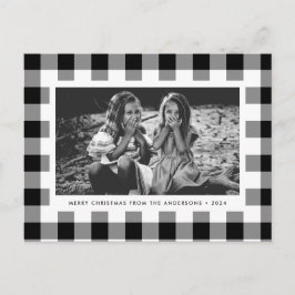 Postal Festividad Navidades de foto única con búfalo blan