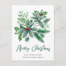 Postal Festividad Navidades de Holly Berry saludan feriad