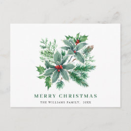 Postal Festividad Navidades de Holly Berry saludan feriad