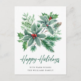 Postal Festividad Navidades de Holly Berry saludan feriad
