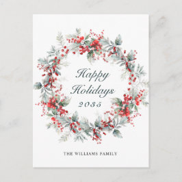 Postal Festividad Navidades de Holly Berry Wreath Holiday