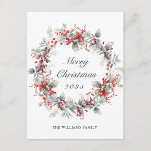 Postal Festividad Navidades de Holly Berry Wreath Holiday