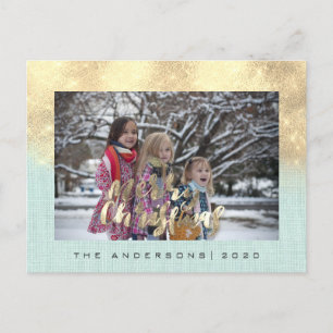 Postal Festividad navideña de oro Foto de fábrica de algo