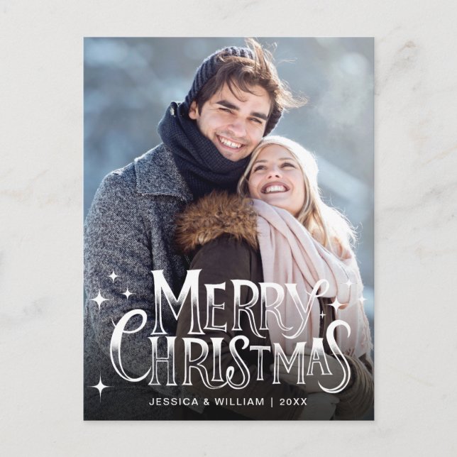 Postal Festividad navideña moderna Saludo fotográfico (Anverso)