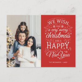 Postal Festividad navideña roja muy morada