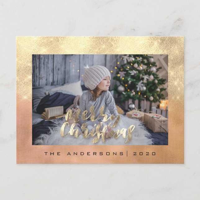 Postal Festividad navideña Rosa de fotografía de algodón  (Anverso)