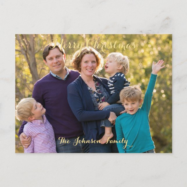 Postal Festividad personalizada de la familia navideña (Anverso)