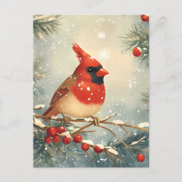 Postal Festividad roja Navidades del Cardenal Saludo