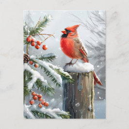 Postal Festividad roja Navidades del Cardenal Saludo