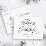 Postal Festividad romántica de navidad<br><div class="desc">Esta sencilla postal de Navidades cuenta con elegantes y románticas letras de caligrafía rápida con un ramo de bayas en invierno y texto personalizado en la parte posterior. Para una personalización más avanzada de este diseño,  haga clic en el BOTÓN HERRAMIENTA DE DISEÑO AZUL de arriba.</div>