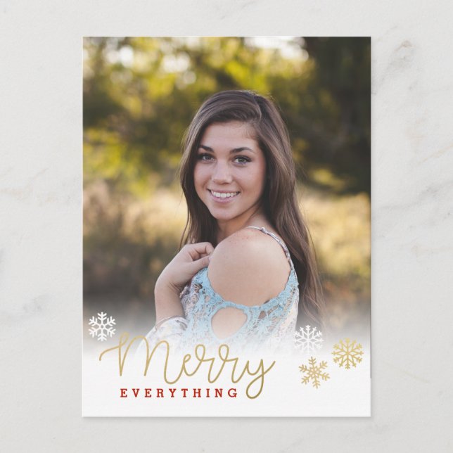 Postal Festividad vertical de Merry Everything Gold (Anverso)