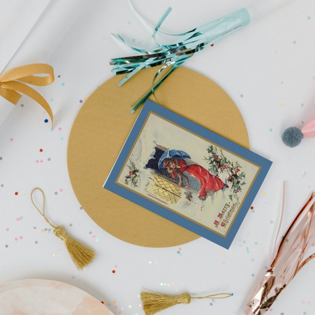 Postal Festividad victoriana de Navidades rojos azul (Subido por el creador)