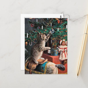 Postal festividad vintage de Navidad