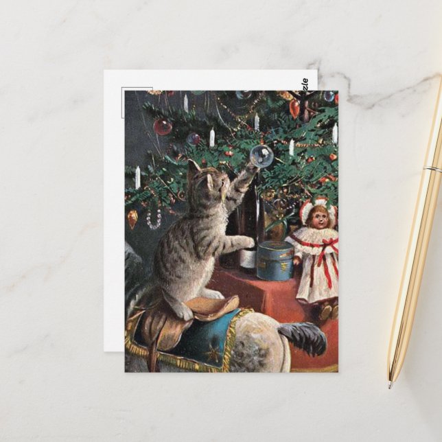 Postal festividad vintage de Navidad (Anverso/Reverso In Situ)