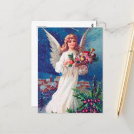 Postal Festividad vintage Navidad Angel Holiday