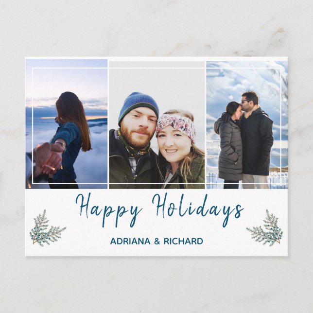 Postal Festividades de Blue 3 para Navidades fotográficos (Anverso)