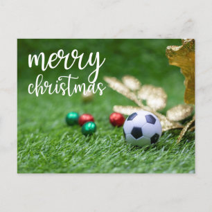 Postal Festividades de Navidades de fútbol con césped ver