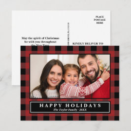 Postal Festividades de Navidades Red Buffalo Plaid