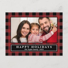 Postal Festividades de Navidades Red Buffalo Plaid