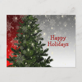 Postal Festividades del saludo de plata roja del árbol ve