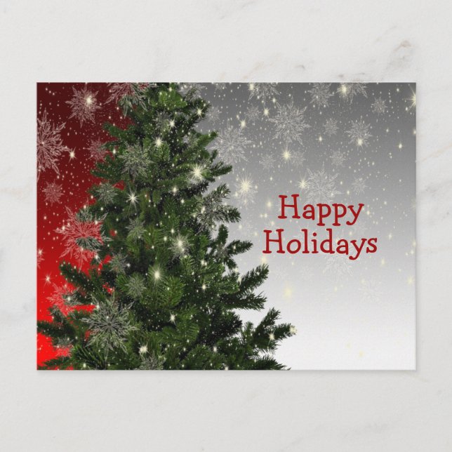 Postal Festividades del saludo de plata roja del árbol ve (Anverso)
