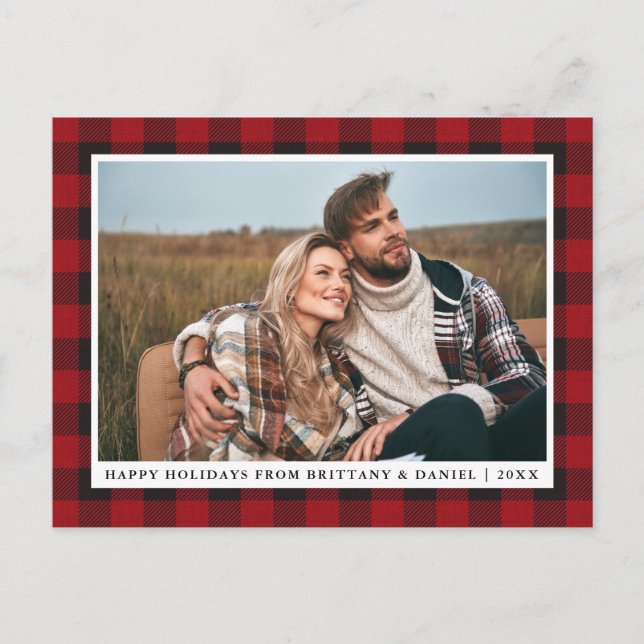 Postal Festividades felices de la pareja de plaquetas roj (Anverso)
