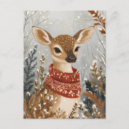 Postal Festividades lindas Navidades de ciervos saludan