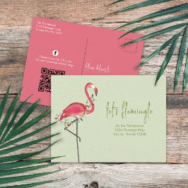 Postal Festividades navidades Flamingo Código QR Medios s