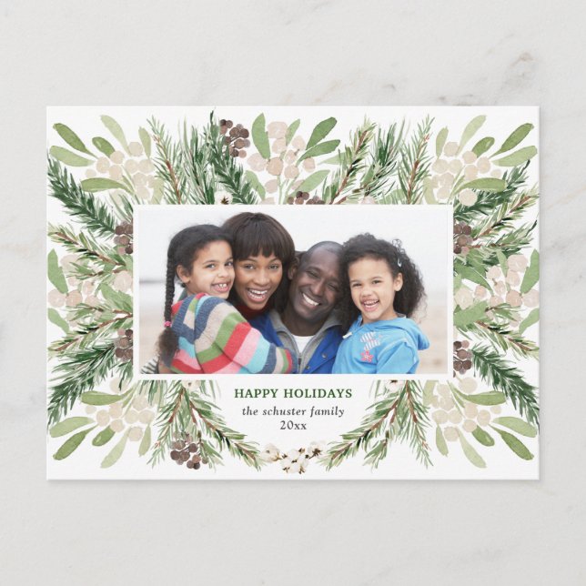 Postal Festividades Navidades Floral Fotación de la tarje (Anverso)
