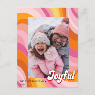 Postal Festividades rojas rosadas de los Navidades retro 