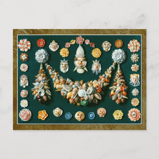 Postal Festones, máscaras de cáscara y rosettes (Anverso)
