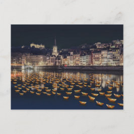 Postal Fête des Lumières bateaux - Lyon