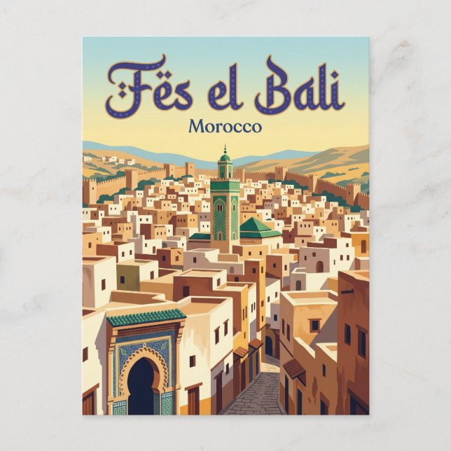Postal Fez el Bali Medina Marruecos (Anverso)