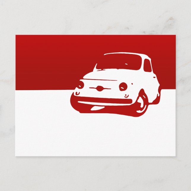 Postal Fiat 500, 1959 - Rojo sobre la luz (Anverso)