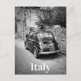 Postal FIAT 500 car in black and white
