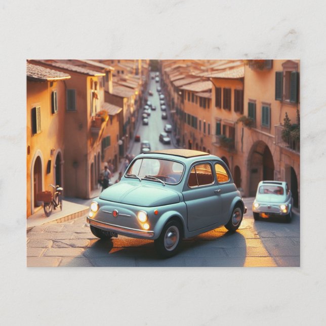 Postal Fiat 500 divertido (Anverso)