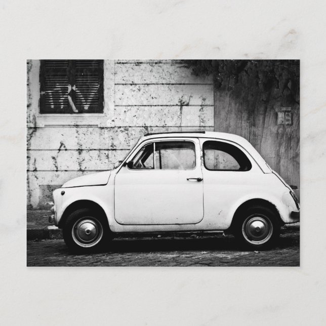 Postal Fiat 500 en Roma, Italia (Anverso)