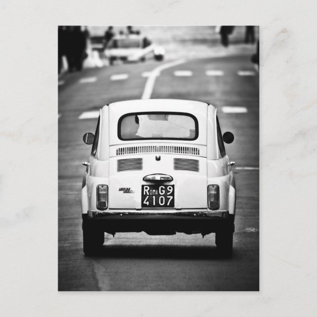 Postal Fiat 500 en Roma, Italia (Anverso)