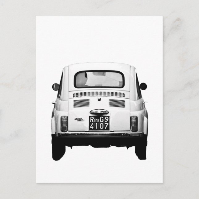 Postal Fiat 500 en Roma, Italia (Anverso)