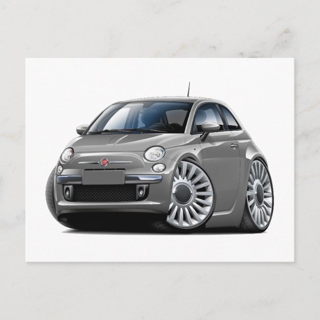 Postal Fiat 500 Gray Car (Anverso)