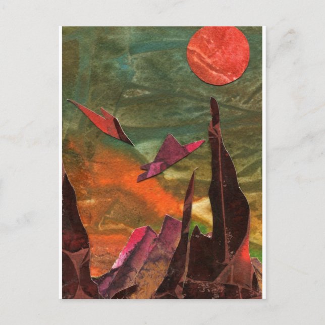 Postal Ficción "Aves de Fuego" formas de vida alienígenas (Anverso)