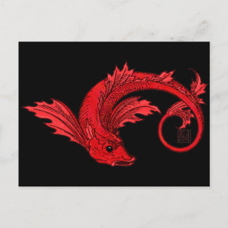 Postal Fierce Fiery Red Flying Elemental Fish